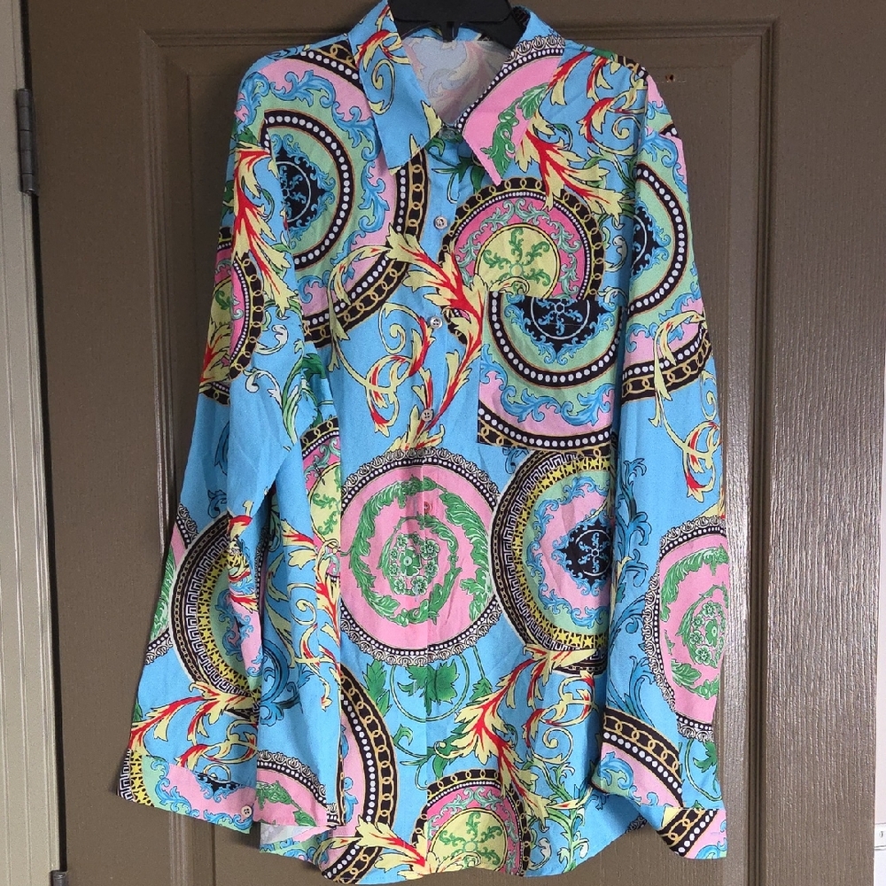Colorful Patterned Button-Up Shirt